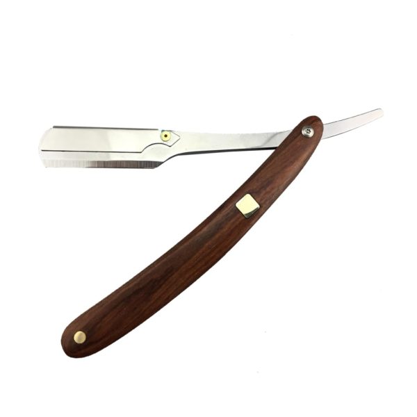 Vintage Wooden Handle Metal Shaving Razor for Men Portable Manual Razor for Barber Shops Home Use for Beards Sideburns Hair Shaping