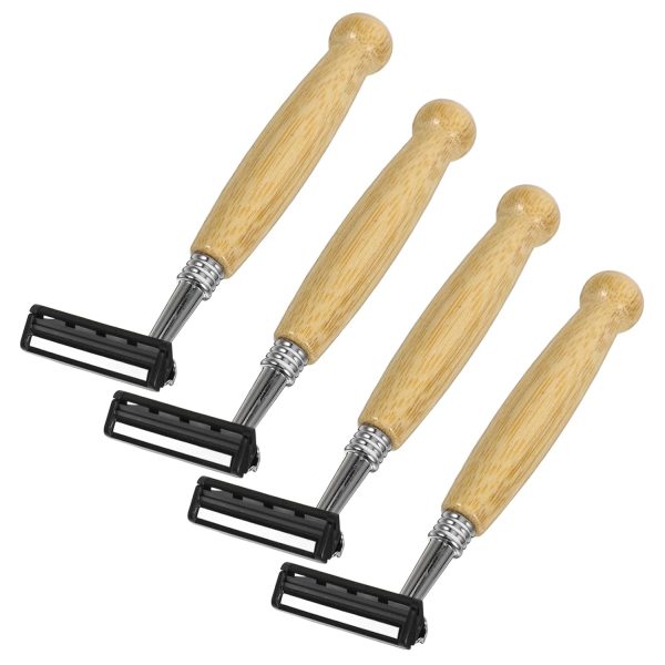 4Pcs Handle Stainless Steel Razor Manual Shaver for Men and Women Smooth Body Hair Trimmer Professional Single Blade Design