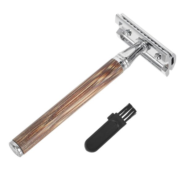 Vintage Double-Sided Manual Safety Razor with Handle, Portable Beard Shaving and Trimming Tool for Men’S Grooming and Travel, Blade Not Included