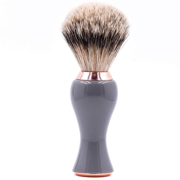 Silvertip Badger Shaving Brush with Stand - Extra Dense and Extra Soft Bristles - Deluxe Gray and Rose Gold Handle - Shaving Brush for Men & Women