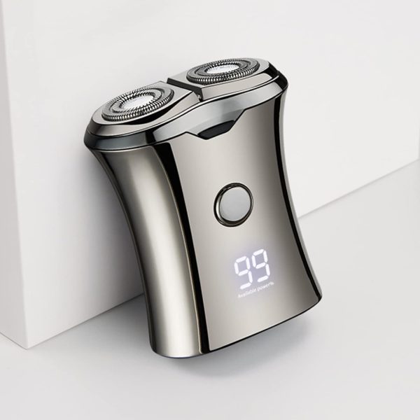 Electric Mini Travel Shaver for Men - Pocket Size Washable Electronic Razor - Mens Rechargeable Portable Cordless Small Shaving Face Beard - Wet & Dry Rotary Compact Electrical Shave
