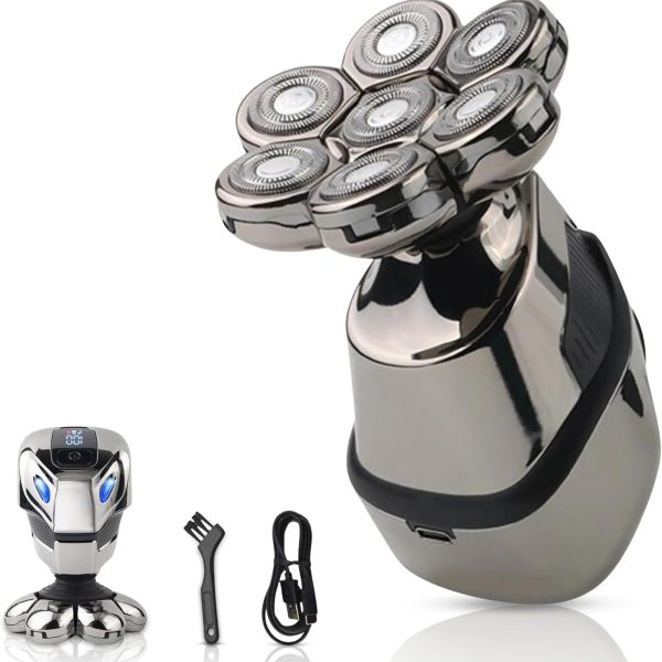 7D Head Shavers for Bald Men - Electric Detachable Bald Shavers - IPX7 Waterproof Wet Dry Razor for Blader - Rechargeable Type C Charger with Cleaning Brush