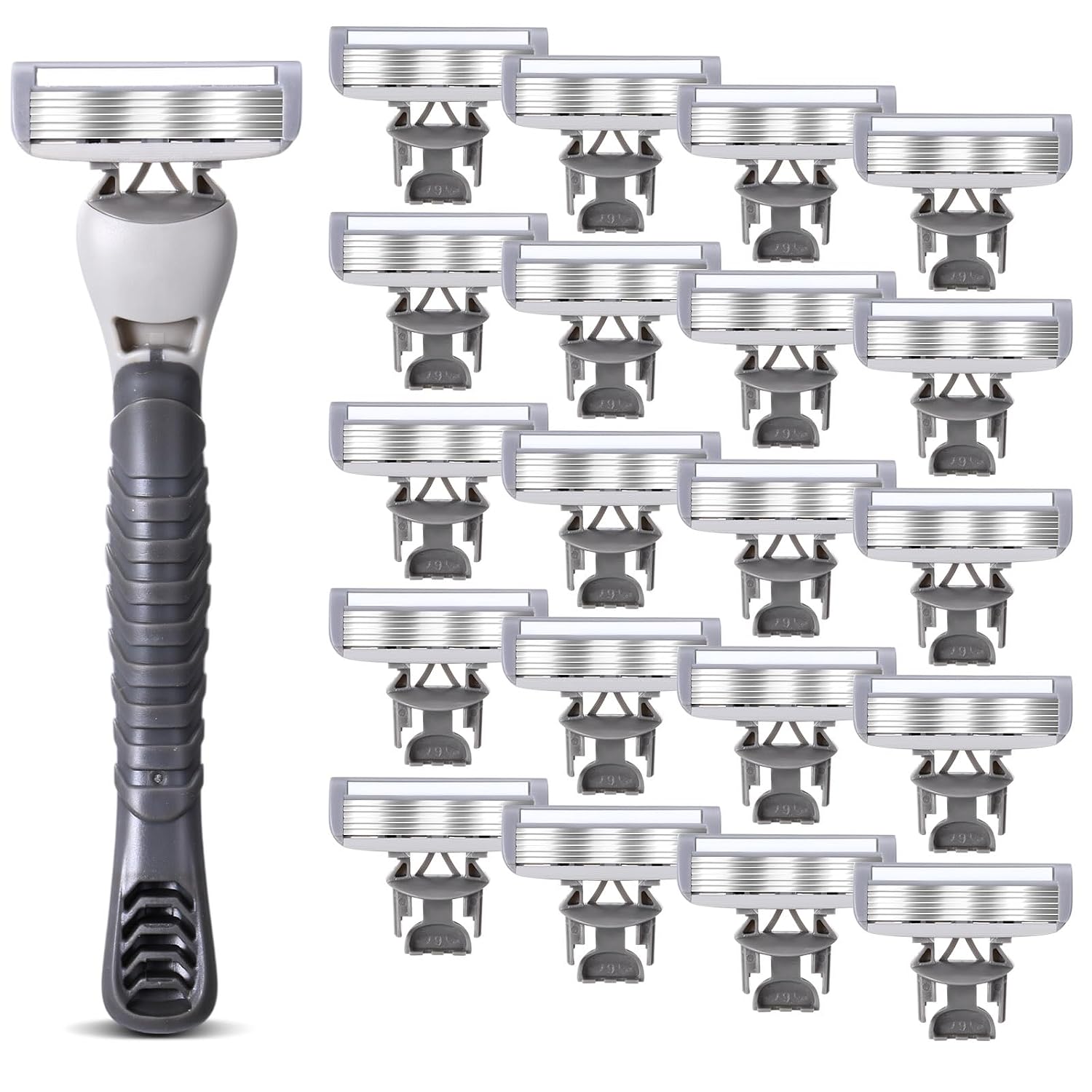 22 Pcs Disposable Men's Razors Bulk 6-blade Disposable Razors for Men Sensitive Skin Razor Individually Packaged Disposable Head Razor for Hotel Travel Spa Daily 2 Handles and 20 Cartridges
