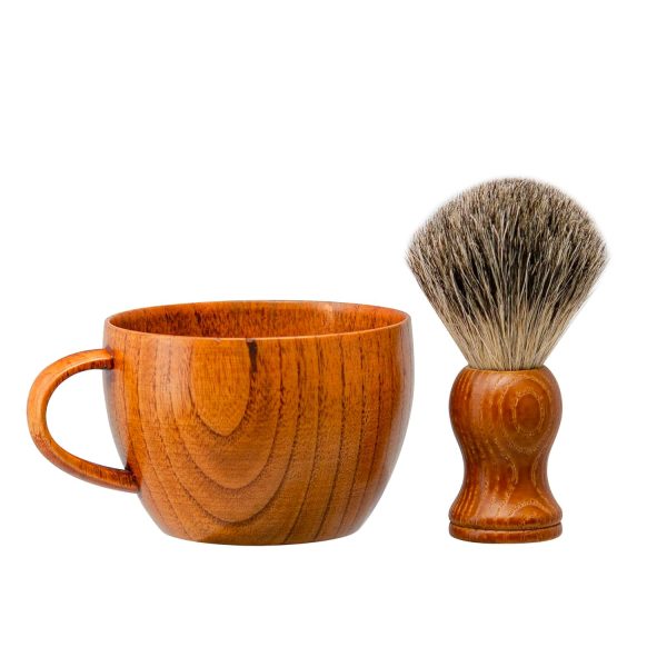 Shaving Brush Set Pure Badger Hair Shaving Brush with Solid Wood Handle and Wooden Shaving Soap Bowl for Men Easy to Lather Fits Wet Shaving…