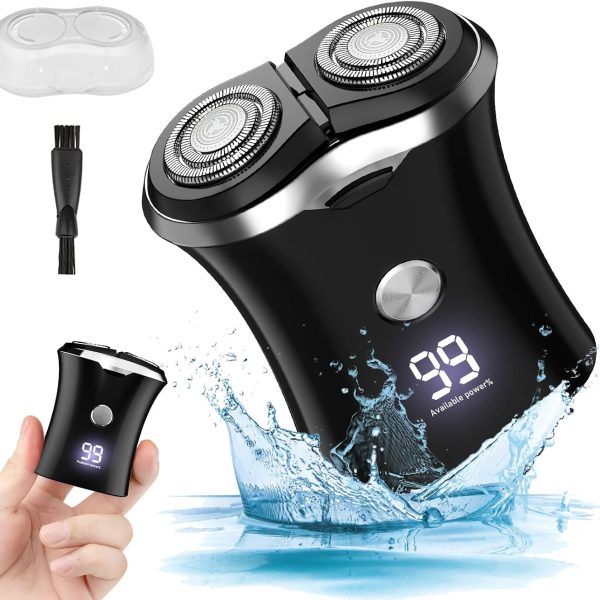 Mini Portable Electric Travel Shaver - Pocket Size Washable USB Rechargeable Shaving Razor Cordless & Compact Small Rotary Shavers Wet & Dry Waterproof Mini Shave for Men Teen Boys Face