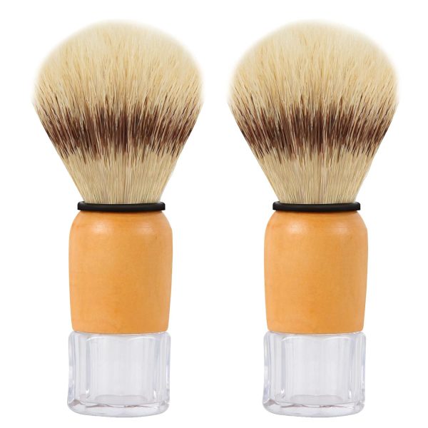 Nature Bristle Shaving Brush with Varnished Wooden Handle Plus Transparent Base, Perfect for Mens Wet Shave (2pcs Gift Pack)