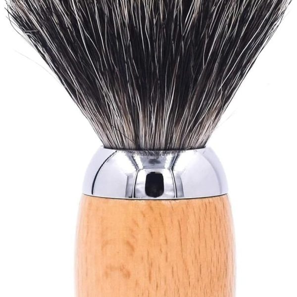s 100% Mixed Badger Luxury Shaving Brush - Deluxe Beechwood and Chrome Handle - Shaving Stand Included
