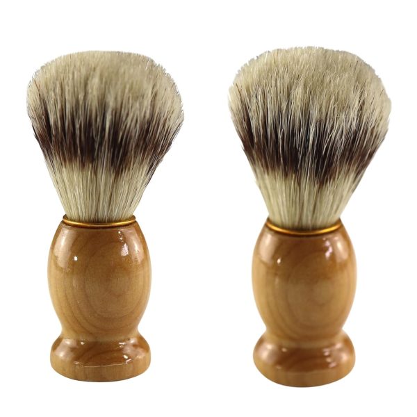 2-Pack Wood Handled Badger Hair Shaving Brush for Use With -Free Shaving Cream