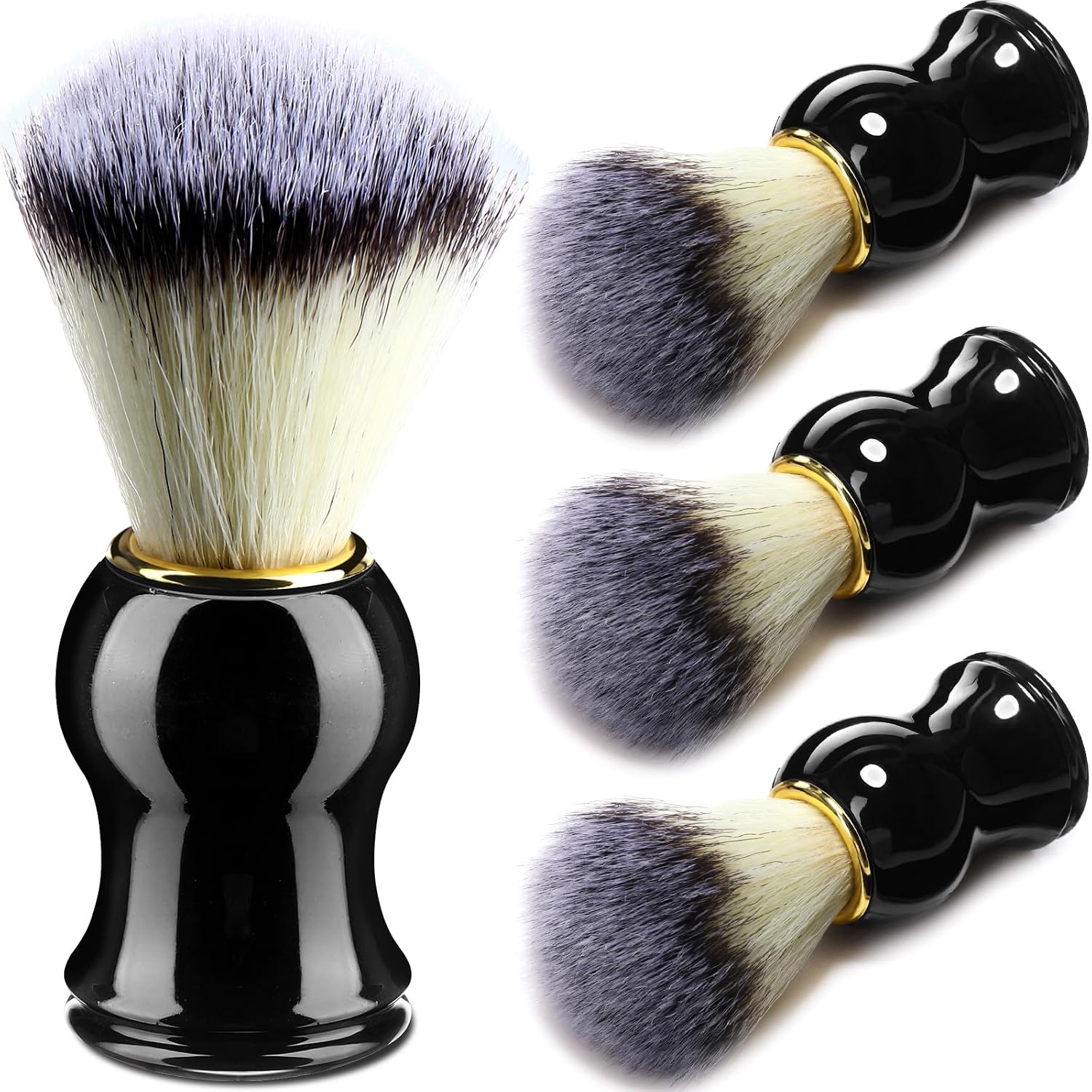 4pcs Shaving Brush for Men Hand Crafted Shaving Brush for Wet Shave Using Shaving Cream Premium Quality Hair Bristle Bamboo Black Handle Shave Brush for Bearded Man Father Boyfriend Gifts